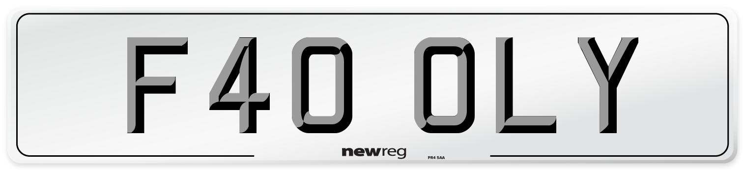 F40 OLY Number Plate from New Reg